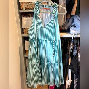 Oliphant dress, green and white stripe, medium